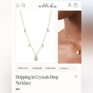 NEW! Ettika 14k Gold Plated Dripping in Crystals Drop Necklace $65 Retail